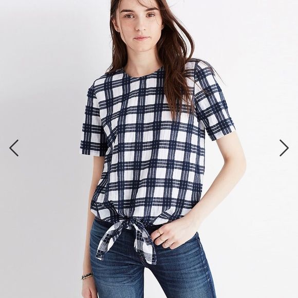 MADEWELL // Plaid Button-Back Tie Tee XL - Picture 2 of 5
